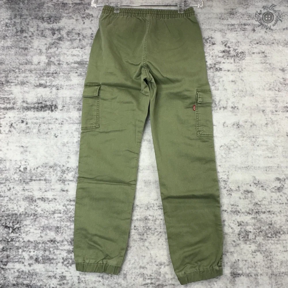 NWT Levi's Dobby Cargo Jogger Pants Boys Medium Olive Green Stretch MSRP‎ $48.00